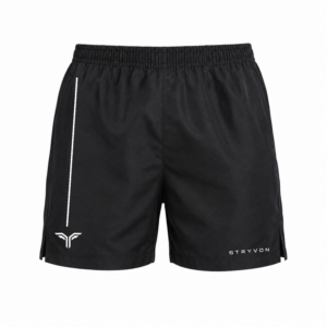 Black_Front white_01 STRYVON Running Shorts